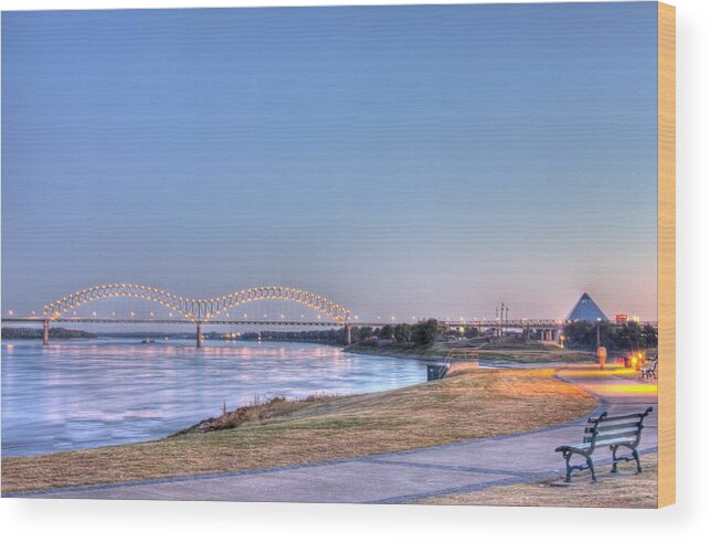 Mississippi River Bridge Wood Print featuring the photograph View from the Park by Barry Jones