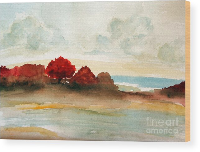 Paintings Wood Print featuring the painting Watercolor bay by Julie Lueders 