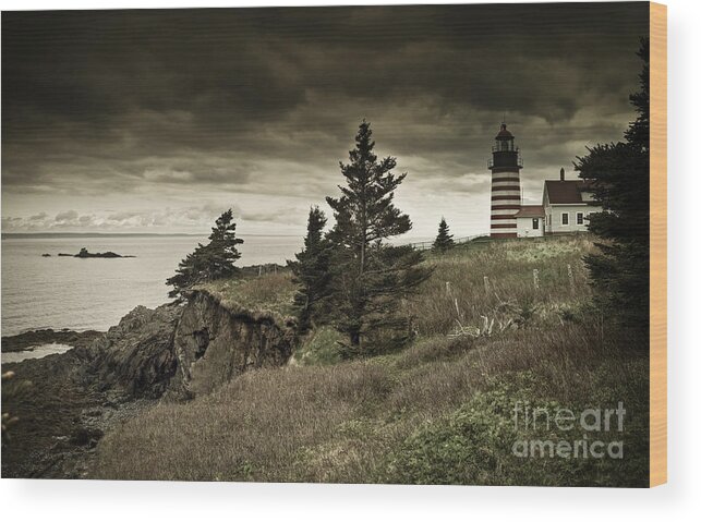 West Quoddy Head Lighthouse Wood Print featuring the photograph West Quoddy Head Lighthouse by Alana Ranney