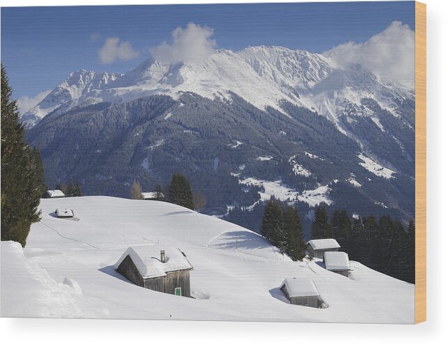 Winter Wood Print featuring the photograph Winter landscape in the mountains by Matthias Hauser
