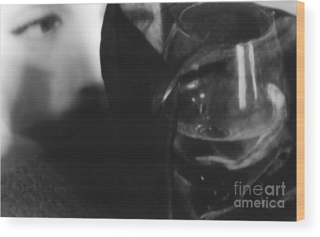 Photographs Wood Print featuring the photograph Woman Looking Through Glass Version 2 by Christine Perry