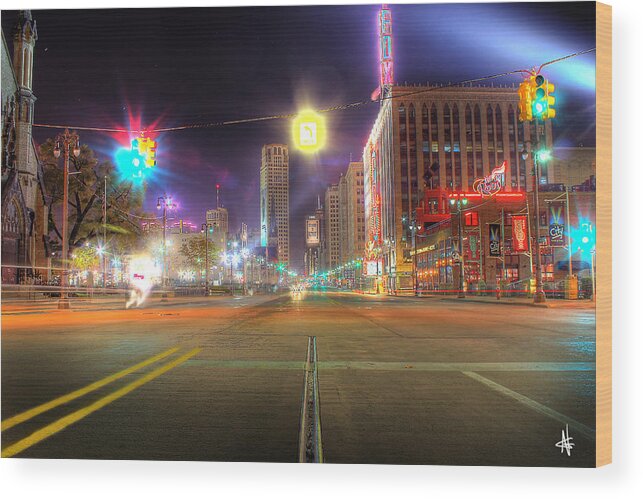 King Kong Wood Print featuring the photograph Woodward Ave Detroit MI by Nicholas Grunas