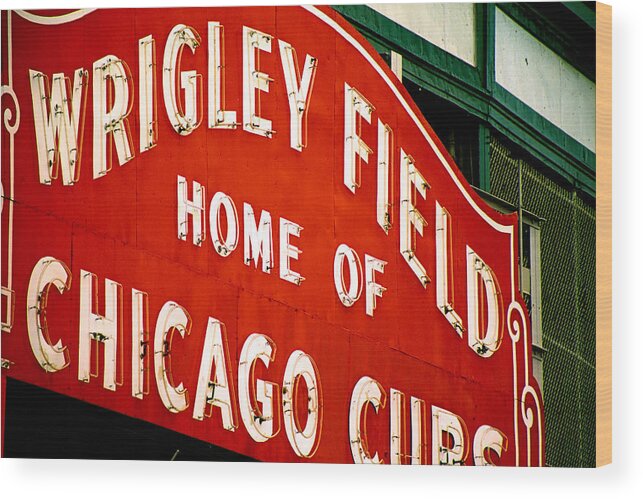 Baseball Wood Print featuring the photograph Wrigley Field by Claude Taylor