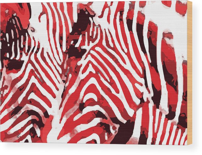 Zebras Wood Print featuring the painting Z-Bras by Lelia DeMello