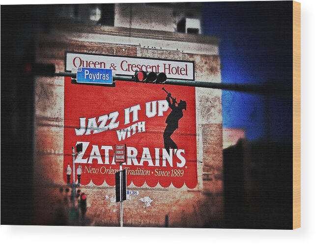 Zatarain's Wood Print featuring the photograph Zatarain's Building Sign by Jim Albritton