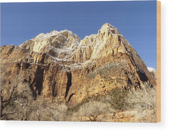Zion Wood Print featuring the photograph Zion Cliffs by Bob and Nancy Kendrick