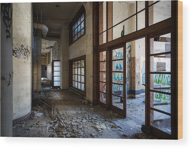 Belgium Wood Print featuring the photograph Demolished school building- Urban exploration by Dirk Ercken
