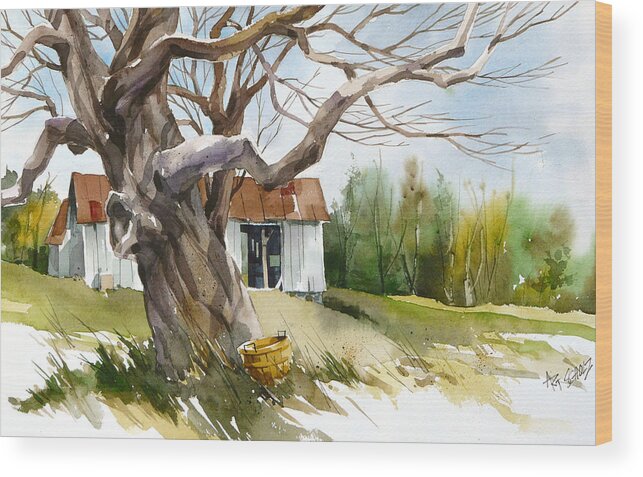 Apple Tree Wood Print featuring the painting Old Pickings by Art Scholz