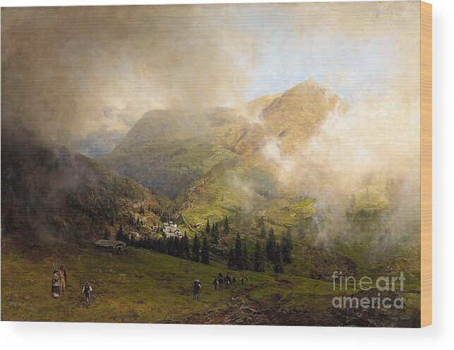 Oswald Achenbach Wood Print featuring the painting View of Rigi by MotionAge Designs