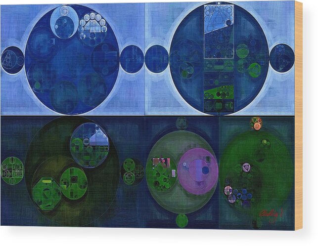 Trigon Wood Print featuring the digital art Abstract painting - Saint patrick blue #1 by Vitaliy Gladkiy