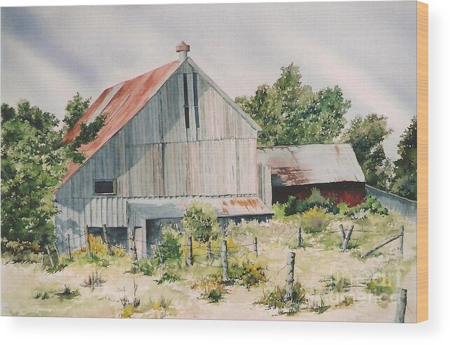 Barn Wood Print featuring the painting August 2nd by Jackie Mueller-Jones