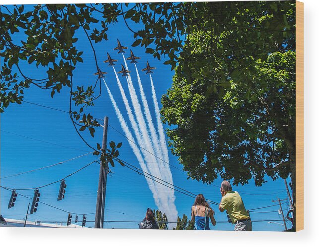 Blue Angels Wood Print featuring the photograph Blue Angels acrobat show #1 by Hisao Mogi