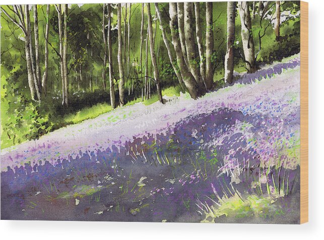 Wood Wood Print featuring the painting Bluebell wood by Paul Dene Marlor