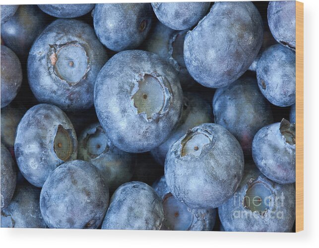 Food Wood Print featuring the photograph Blueberries #1 by Inga Spence