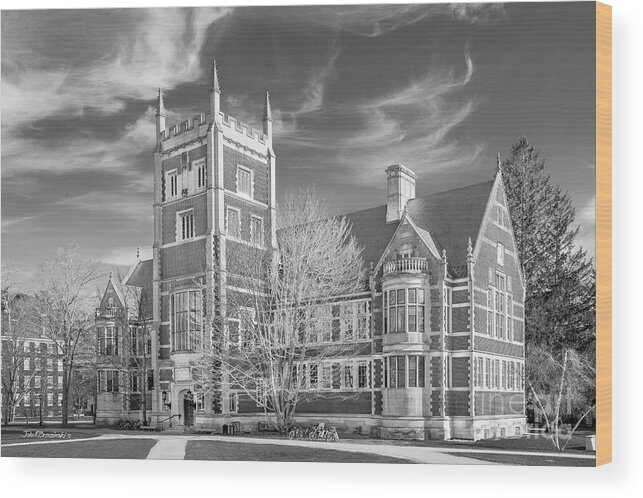 Bowdoin Wood Print featuring the photograph Bowdoin College Hubbard Hall #1 by University Icons