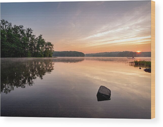 Alexandria Wood Print featuring the photograph Burke Lake Reflection #1 by Michael Donahue