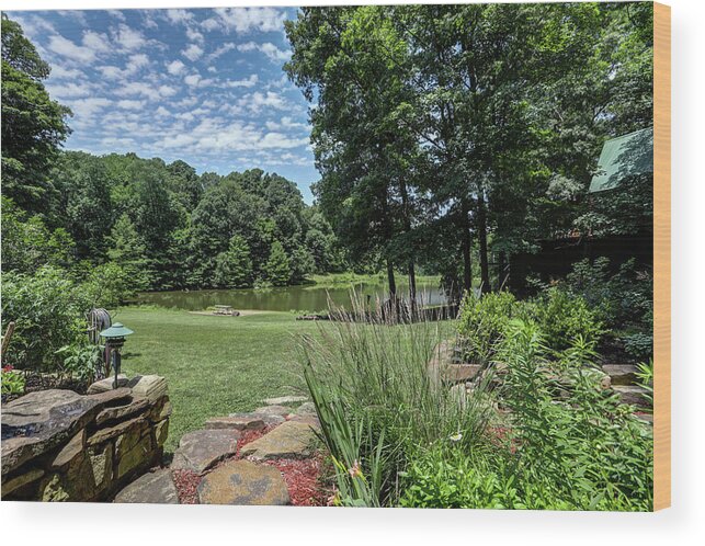Real Estate Photography Wood Print featuring the photograph Burns Rd yard and pond #2 by Jeff Kurtz