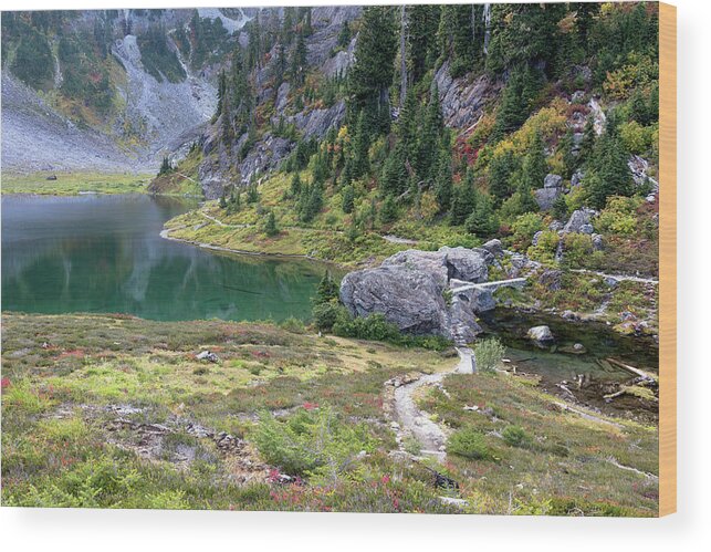 Trails Wood Print featuring the photograph Chain Lakes Trail at Bagley Lakes #1 by Michael Russell