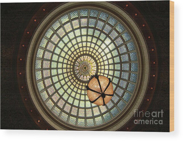 Art Wood Print featuring the photograph Chicago Cultural Center Dome by David Levin
