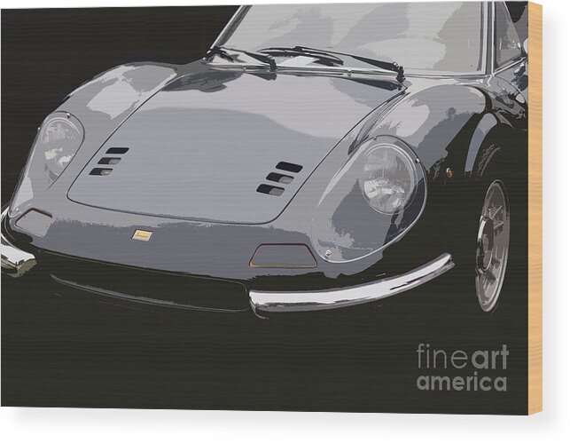 Ferrari Wood Print featuring the digital art Dino #1 by Roger Lighterness