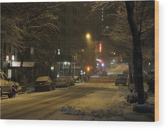 Snow Storm Wood Print featuring the photograph E 38th Street Between Lexington and 3rd Avenue Manhattan New York #1 by Alexander Winogradoff