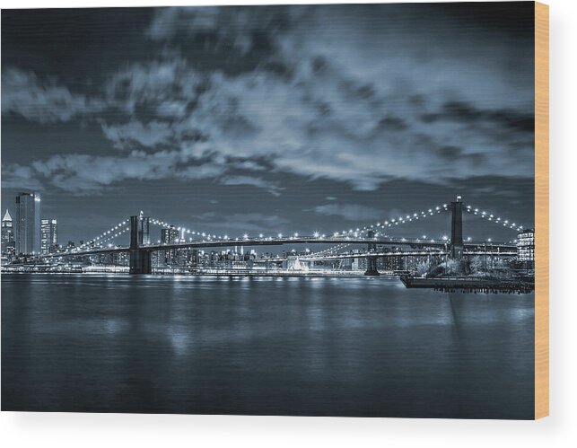 Brooklyn Bridge Wood Print featuring the photograph East River View by Az Jackson