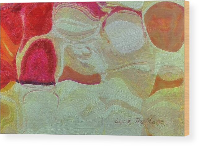 Abstract Wood Print featuring the painting Emotion #1 by Lelia DeMello