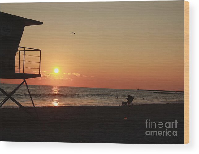 Landscape Beach Sunset Love Sky California Wood Print featuring the photograph End of the day #1 by Kim Pascu