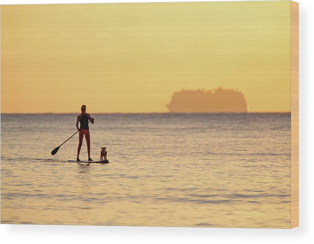 Board Wood Print featuring the photograph Evening Paddle by David Buhler