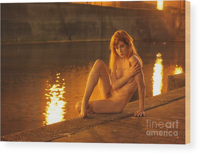 Fine Art Nude Wood Print featuring the photograph Fawnya Frolic #1 by Nocturnal Girls