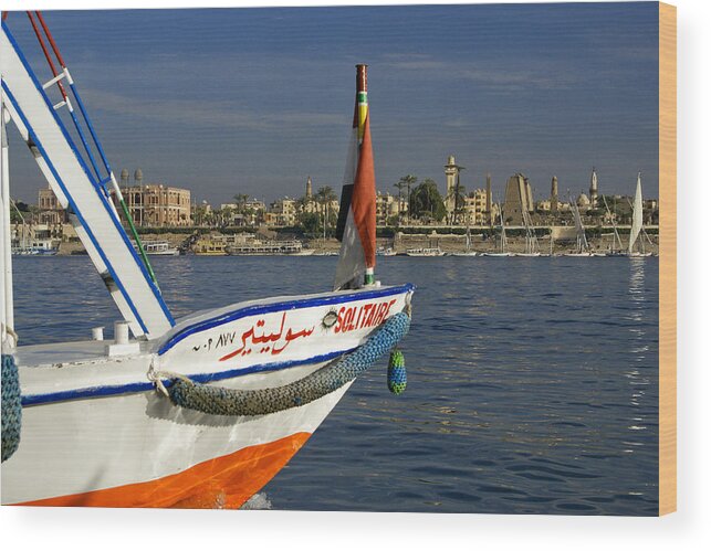 Egypt Wood Print featuring the photograph Felucca on the Nile #1 by Michele Burgess