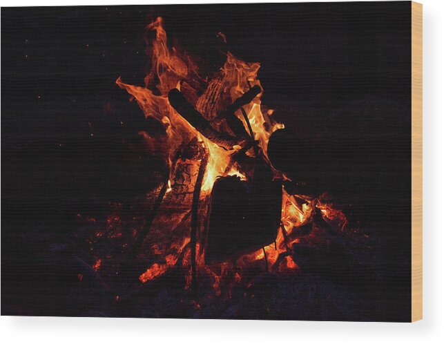 Fire Wood Print featuring the photograph Fire #1 by John Black
