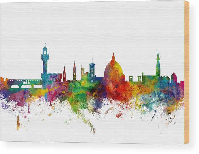 Italy Wood Print featuring the digital art Florence Italy Skyline #1 by Michael Tompsett