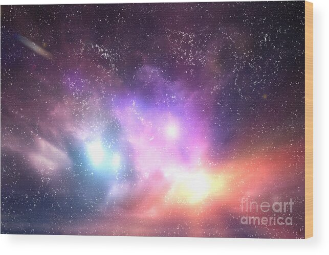Galaxy Wood Print featuring the photograph Galaxy space sky #1 by Michal Bednarek