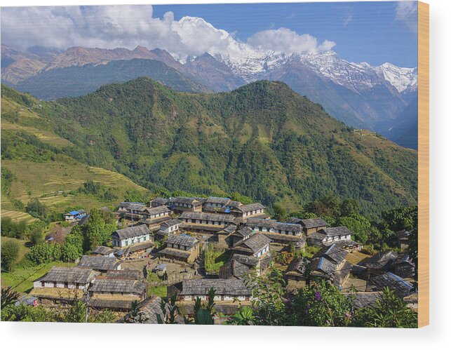 Nepal Wood Print featuring the photograph Ghandruk village in the Annapurna region #1 by Dutourdumonde Photography