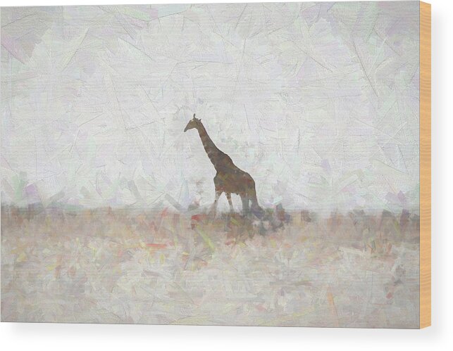 Africa Wood Print featuring the digital art Giraffe Abstract #3 by Ernest Echols