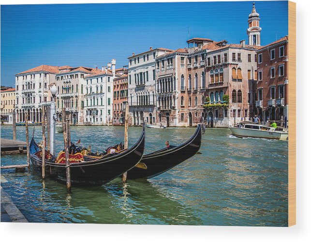 Venice Wood Print featuring the photograph Grand Canal in Venice #1 by Lev Kaytsner