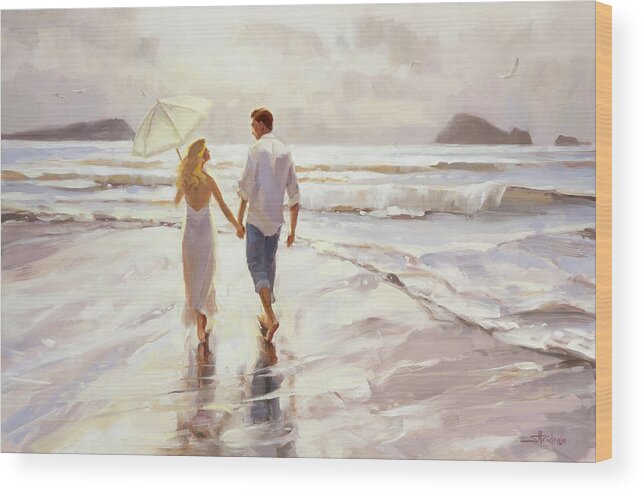 Romantic Wood Print featuring the painting Hand in Hand by Steve Henderson