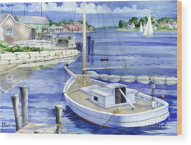 Harbor Wood Print featuring the painting Harbor View #1 by Paul Brent