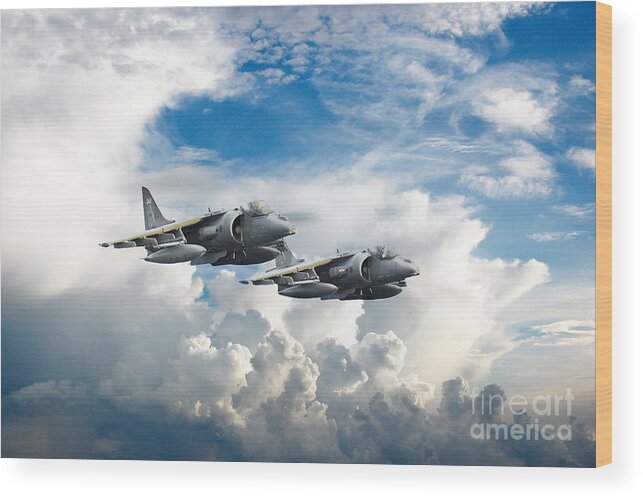 Harrier. Bae Systems Harrier Wood Print featuring the digital art Harriers #1 by Airpower Art