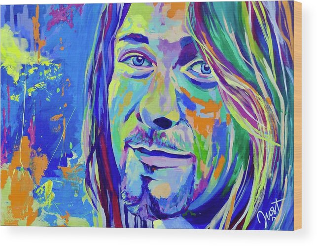  Wood Print featuring the painting Kurt Cobain #2 by Janice Westfall