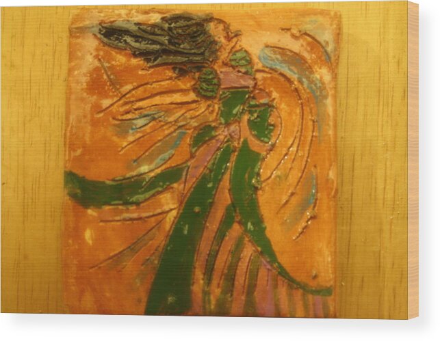 Jesus Wood Print featuring the ceramic art Lady sings - tile #1 by Gloria Ssali