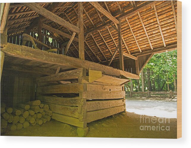 Cable Mill Historic Area Wood Print featuring the photograph LaQuire Cantilever Barn #1 by Fred Stearns