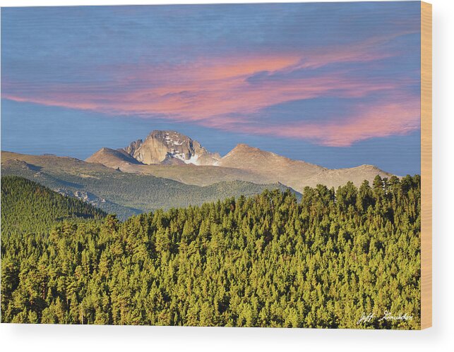Beauty In Nature Wood Print featuring the photograph Longs Peak at Sunrise by Jeff Goulden