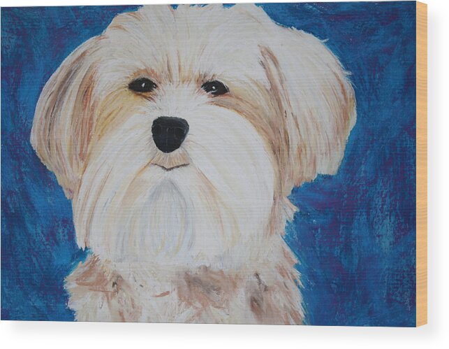 Dog Wood Print featuring the painting Maggie #1 by Melinda Etzold