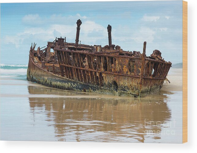 2017 Wood Print featuring the photograph Maheno Shipwreck #1 by Andrew Michael