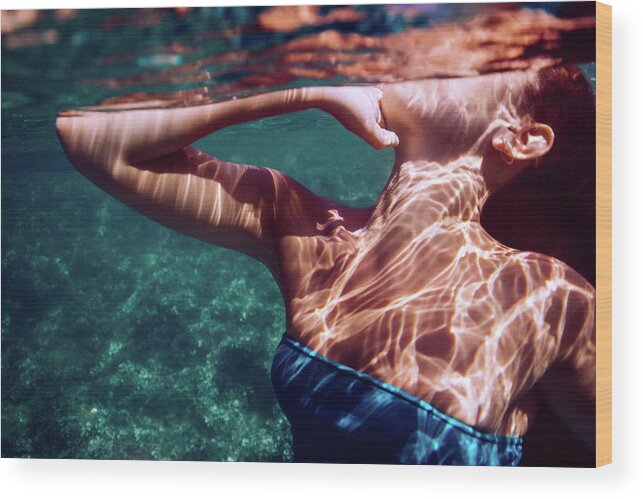 Swim Wood Print featuring the photograph Mermaid #1 by Gemma Silvestre