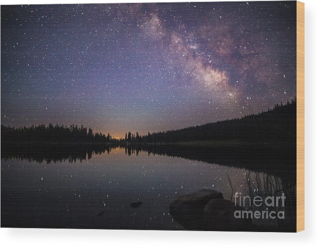 Milky Wood Print featuring the photograph Milky Way Over Mirror Lake #2 by Spencer Baugh