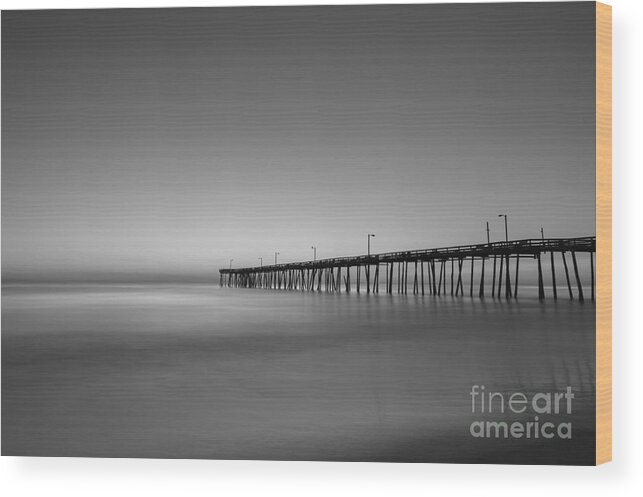 Nags Head Fishing Pier Wood Print featuring the photograph Nags Head Fishing Pier Sunrise #1 by Michael Ver Sprill
