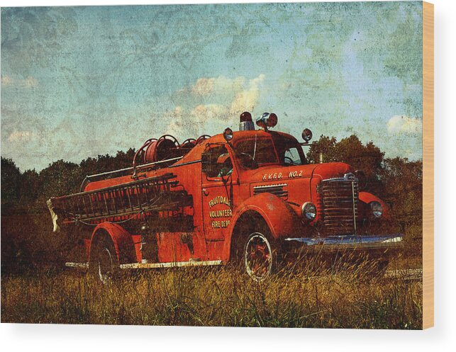 Fire Truck Wood Print featuring the photograph Old Fire Truck #1 by Off The Beaten Path Photography - Andrew Alexander